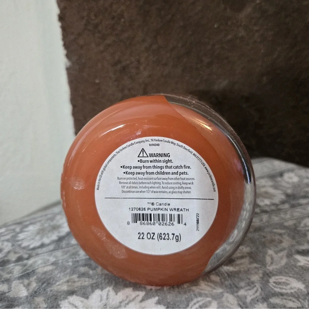 Yankee Candle PUMPKIN WREATH Large Jar 22 oz Discontinued Rare Fall Scent 2022